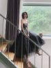 Banquet Evening Dress Women 2025 New Temperament Slim Fluffy Skirt Black Long Birthday Party Tube Top Small Dress_ecoleips.com