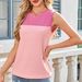 Women's Clothing Women's Sleeveless Tank Top Color Block Round Neck Summer Casual Basic Vest_ecoleips.com