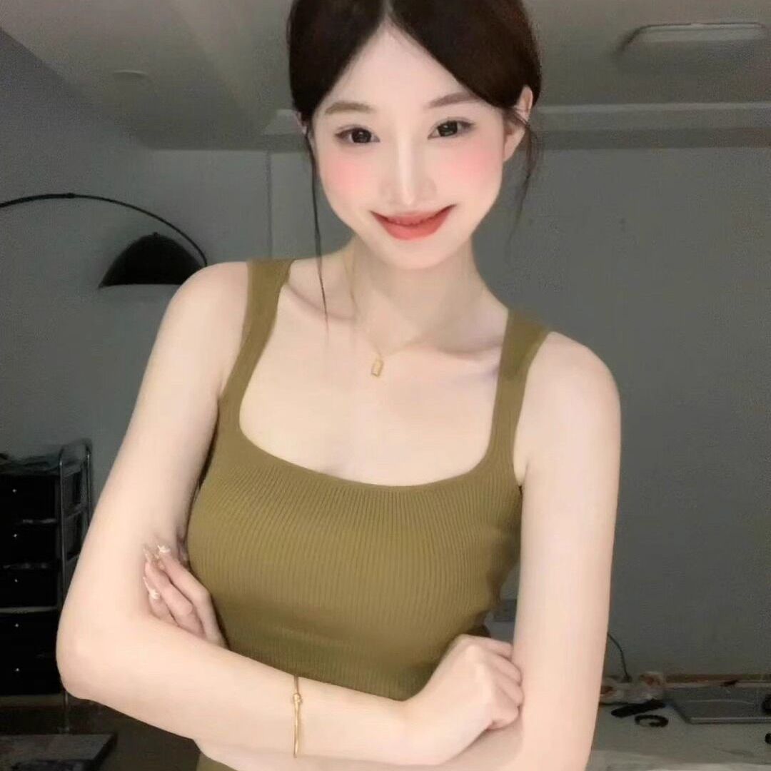 Trendy Square-Neck Elegant Knitted Camisole Women, Summer Sleeveless Top Concealing Side Breasts, Slim Fit, Suitable For_ecoleips.com