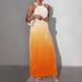 Women's Sexy Backless Halter Neck Midi Dress Sleeveless Gradient A-Line Dress for Summer_ecoleips.com