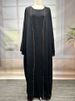 2025 Women's Muslim Clothing Fashion Elegant Cardigan Dress Belted Robe_ecoleips.com