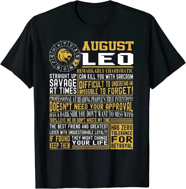 Women's T-Shirts NEW Horoscope Born In August Leo Zodiac Sign Lion Gift T-Shirt - MADE IN USA_ecoleips.com