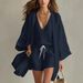 Women's Summer Casual Three Piece Set European American Style Loose Cotton Linen mid Length Cardigan Sleeveless Vest Shorts_ecoleips.com