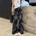 Suitable For All Seasons European Style Jacquard Cotton Wide-Leg For Women French Lazy Loose Straight-Leg Draped Casual Linen Pants_ecoleips.com