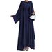 Verve M2599 Ladies Muslim New Solid Color Chiffon Elegant Dress Casual Loose Coat_ecoleips.com