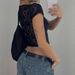 Y2K Women's round Neck Cropped Top Slim Fit Short Sleeve Printed Backless Sexy European And American Style Wholesale_ecoleips.com
