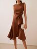 2025 Women's Clothing Sleeveless Red Elegant Dress Round Neck_ecoleips.com