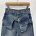 Women's Stacked Waist Distressed Straight Leg Jeans Blue Denim Casual Wide Leg Trousers Streetwear_ecoleips.com