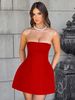 AC234 European And American Women's Socialite Style Summer New Fashion Solid Color Strapless High Waist Dress For Women_ecoleips.com