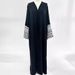 Muslim Clothing Fashion Elegant Pocket Cardigan Embroidered Color Block Black And White Dress Robe_ecoleips.com