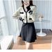K New Women's Dress With Temperament Splicing Knitted Dress Color Collision A-line Skirt_ecoleips.com