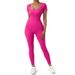 Women's Clothing New Short Sleeved Trousers Jumpsuit With Chest Pads Fitness Clothes Seamless Thread Yoga Jumpsuit_ecoleips.com