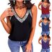 Summer New Arrival Women's Sleeveless Vest T-Shirt Solid Color Sequin Detail Top_ecoleips.com
