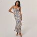 New European American Chic Floral Print Long Dress for Women Spaghetti Strap Slim Waist Bodycon Style Vacation Wear_ecoleips.com
