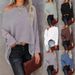 Women's Waffle Knit Top – Asymmetrical Shoulder Batwing Sleeve Blouse (Black/White/Silver/Red/Blue/Brown/Army Green/Olive) – S To Xxl_ecoleips.com