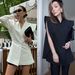 Women's Clothing Oversized Blazer For Women - Long Sleeve V-Neck Work-to-Weekend Coat (Black/White, S-XL)_ecoleips.com