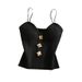 ng2510292 Summer Top: Sexy Black Camisole Knitted Feel, Featuring Wrap-around Chest Beautiful Back Design, With Built-in Bralette_ecoleips.com