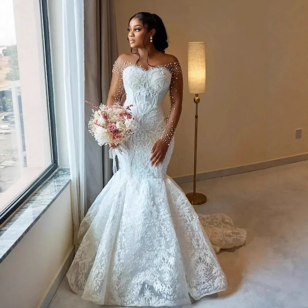 Women's Clothing Luxury Mermaid Wedding Dress Freely And Enjoy Every Moment Of Your Special Day Long Sleeves Lace Plus Size Women Bride Gown_ecoleips.com