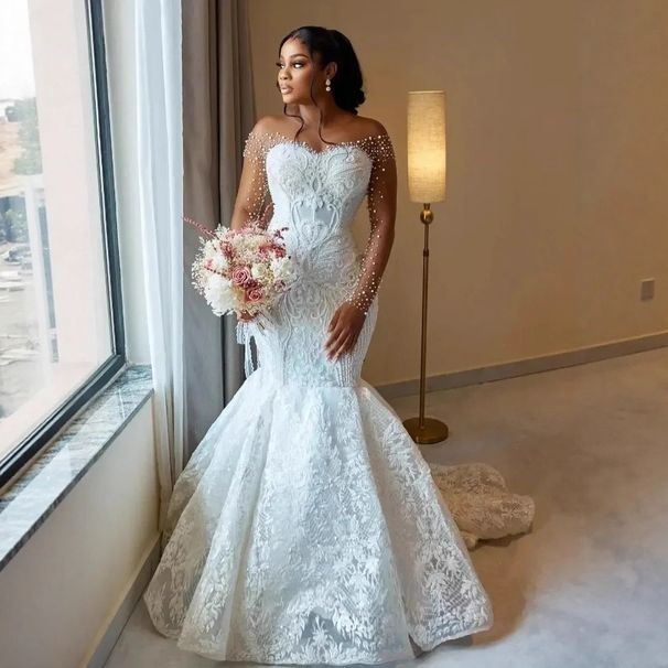 Women's Clothing Luxury Mermaid Wedding Dress Freely And Enjoy Every Moment Of Your Special Day Long Sleeves Lace Plus Size Women Bride Gown_ecoleips.com