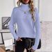 Women's Clothing Solid Color Pullover Raglan Solid Color High Neck Long Sleeve Pullover Sweater - Oversized Acrylic Knit Casual Top For Fall & Winter_ecoleips.com