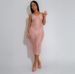 Women's Clothing V Neck See Through Sequin Dress Slim Long Skirt With Underwear Women's Clothing_ecoleips.com