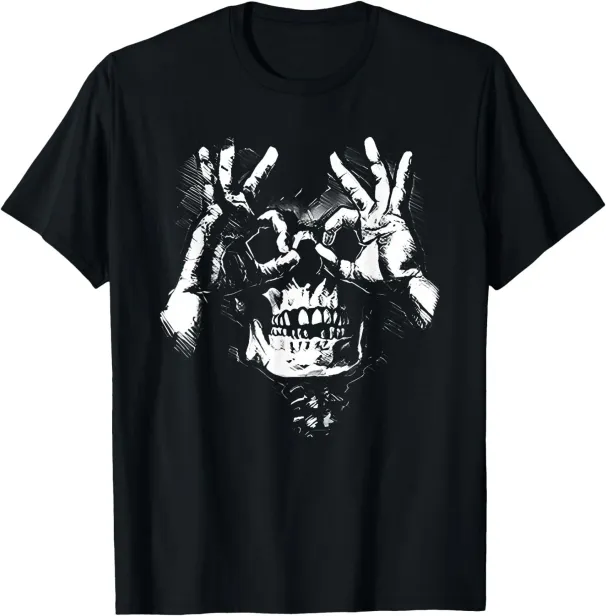 Women's T-Shirts Skull With Ok Pattern Graphic T-Shirt_ecoleips.com