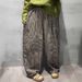 Suitable For All Seasons 2025 Spring New Yarn-Dyed Linen Striped For Women Elastic Waist Artistic Loose Plus Size Casual Wide-Leg Pants_ecoleips.com