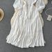 Women's Spring/Summer V-Neck Slimming Tea Break Dress Casual England Style Embroidered Long Dress For Vacation_ecoleips.com