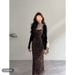 Summer New French Style Sexy Tank Top Leopard Print Bodycon Fashion Slimming Long Dress Two-Piece Set_ecoleips.com
