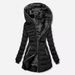 Winter Women's Slim-Fit Fleece-Lined Hooded Coat – Thickened Polyester Puffer Jacket For Cold Weather (Red/Yellow/Grey/Black)_ecoleips.com