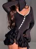 Blifanbo Flare Sleeve Ruffle Sexy V Neck Mini Dress Women Robe Irregular Single-breasted High Waist Slim A-line Club Dress_ecoleips.com