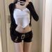 2025s Spicy Girl Dark Y2K Studded Low Waist Ultra Short Denim Shor For Women New Pure Desire Versatile Tight Bodycon Hot_ecoleips.com