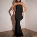 Women's Strapless Slim Fitting Bodycon Dress Ribbon Detail Elegant European American Style Party Dress_ecoleips.com