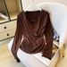 Faux Two Piece Long Sleeved Knit Top for Women Slim Fit Flattering Design Suitable for Layering Or Wearing Alone_ecoleips.com