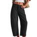K New Women's High Waisted Casual Pants Solid Color Loose Straight Leg Pants_ecoleips.com