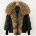 Women's Clothing Women's Short Down Jacket With Detachable Raccoon Fur Collar, Warm Winter Coat, Windproof Nylon, Oversized Fit, Multiple Colors_ecoleips.com