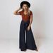 European And American Wide-leg For Commuting, High-waisted Green Flared Style With Straps, Drapey Trousers, New_ecoleips.com
