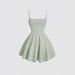 Women's Clothing Summer Fashion Sexy Dress Solid Color Pleated Back Zipper Suspender Dress_ecoleips.com