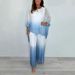 Women's Solid Color Casual Chiffon Printed Top And Loose Wide Leg Pants Two Piece Set European And American Style_ecoleips.com