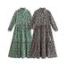 Women's Dress With Fashionable Long Sleeves, Turned-Up Collar, Printed Shirt-Style Dress_ecoleips.com
