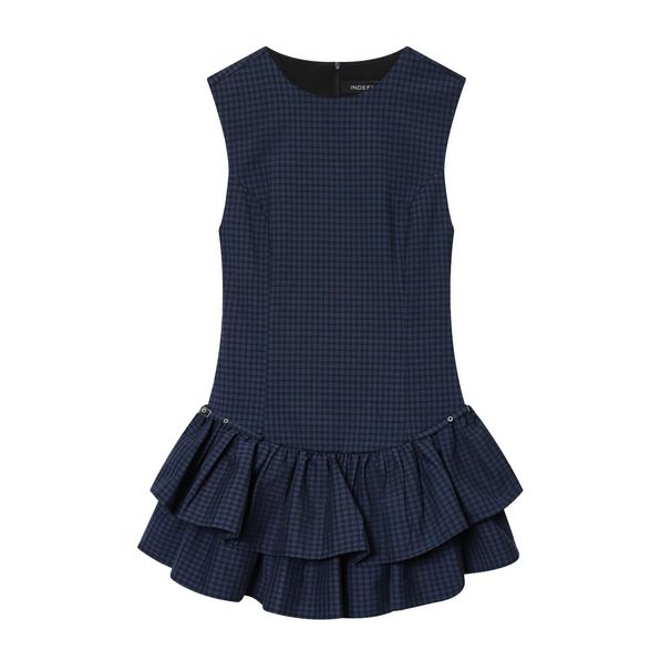 Women's Clothing Plaid Layered Embellishment Short Dress Versatile Spring/Autumn New Clothing_ecoleips.com