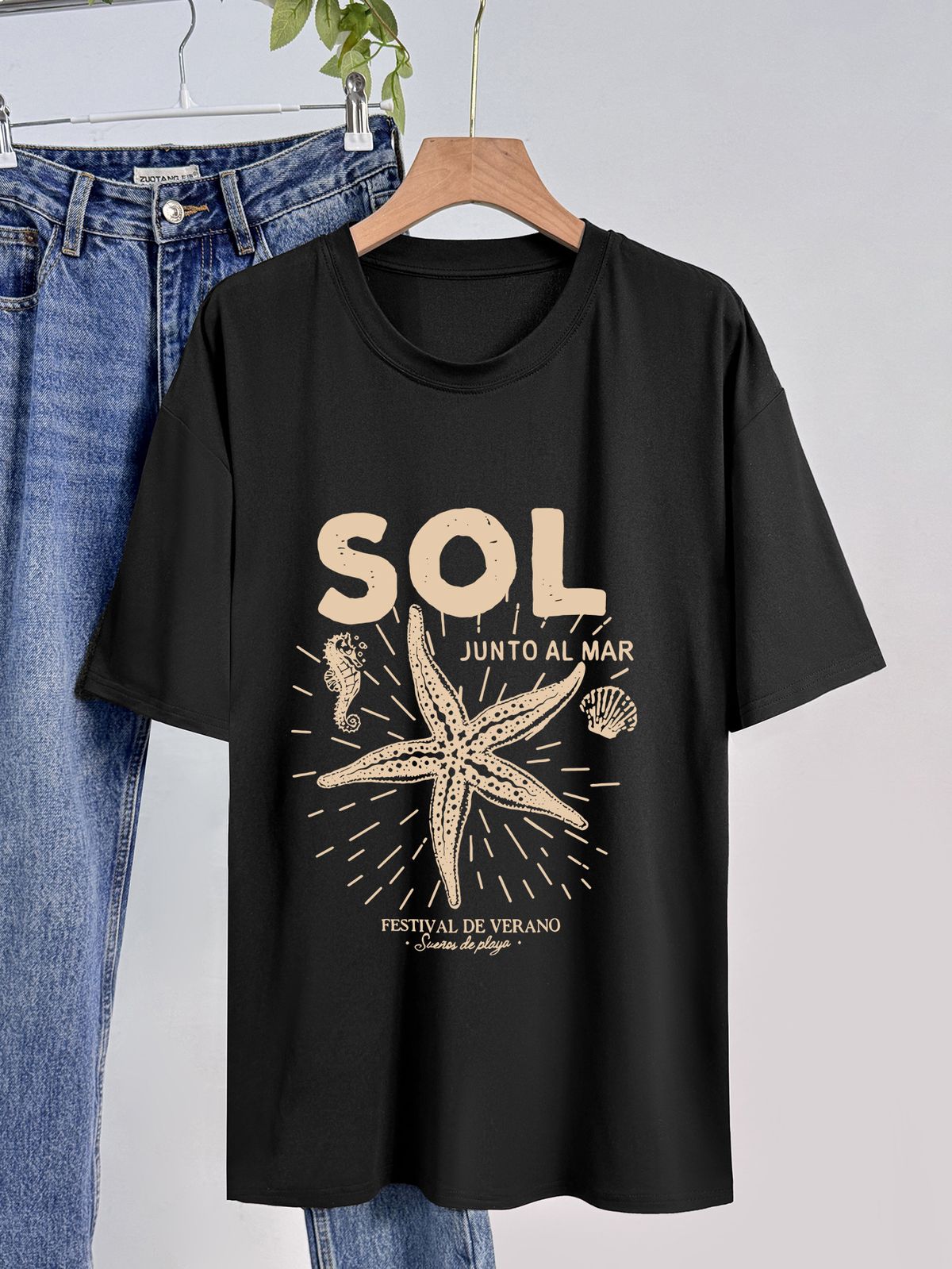 Women's Casual Short Sleeve T-Shirt - Breathable Cotton Blend Relaxed Fit Tee With Modern Print Design_ecoleips.com