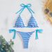 Women's Striped Bikini Set – Sexy Triangle Top & Adjustable Ties (Hot Spring & Beach Swimwear)_ecoleips.com