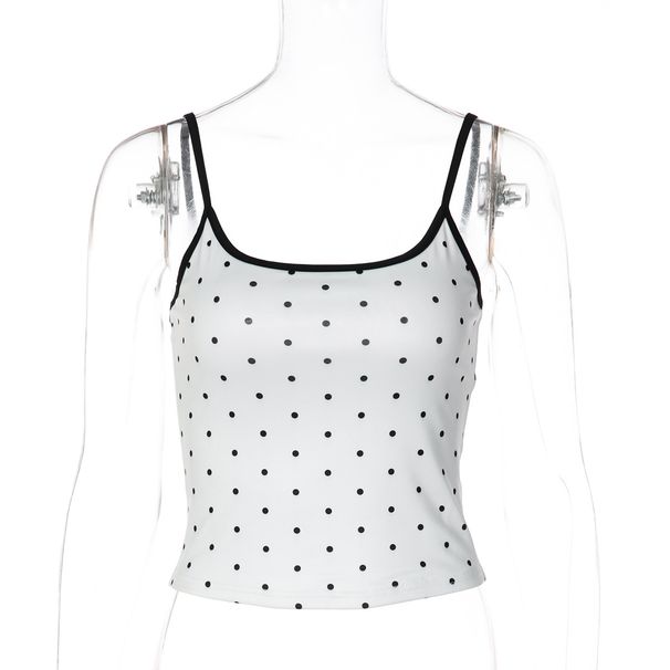 Summer New Arrival Women's Slim Fit Polka Dot Print Camisole Top American Style Spicy Fashionable And Versatile_ecoleips.com