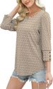 OFEEFAN Womens Tops 3/4 Sleeve With Buttons Dressy Casual Blouses Summer Outfits Beach Vacation Plus Size Spring Clothes_ecoleips.com