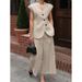 French Retro Chic Casual Outfit For Spring/Summer: Trendy Jacket With Wide-Leg Pants For Women's Daily Commute_ecoleips.com