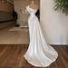 Women's Clothing White Temperament Satin Simple Light Wedding Dress Long Skirt Annual Meeting Host Dinner Birthday Dress_ecoleips.com