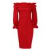 Women's Clothing Autumn One Line Collar Off Shoulder Long Sleeved Temperament Slim Large Size Foreign Trade Dress_ecoleips.com