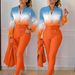 Women's Clothing Casual Suit Printed Stand Collar Long Sleeved Shirt Top And Trousers Two Piece Set_ecoleips.com