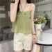 Women's Clothing Pure Color Small Fresh French Suspenders Women's Halter New Sweet Small Vest Outerwear Double Layer Suspenders_ecoleips.com